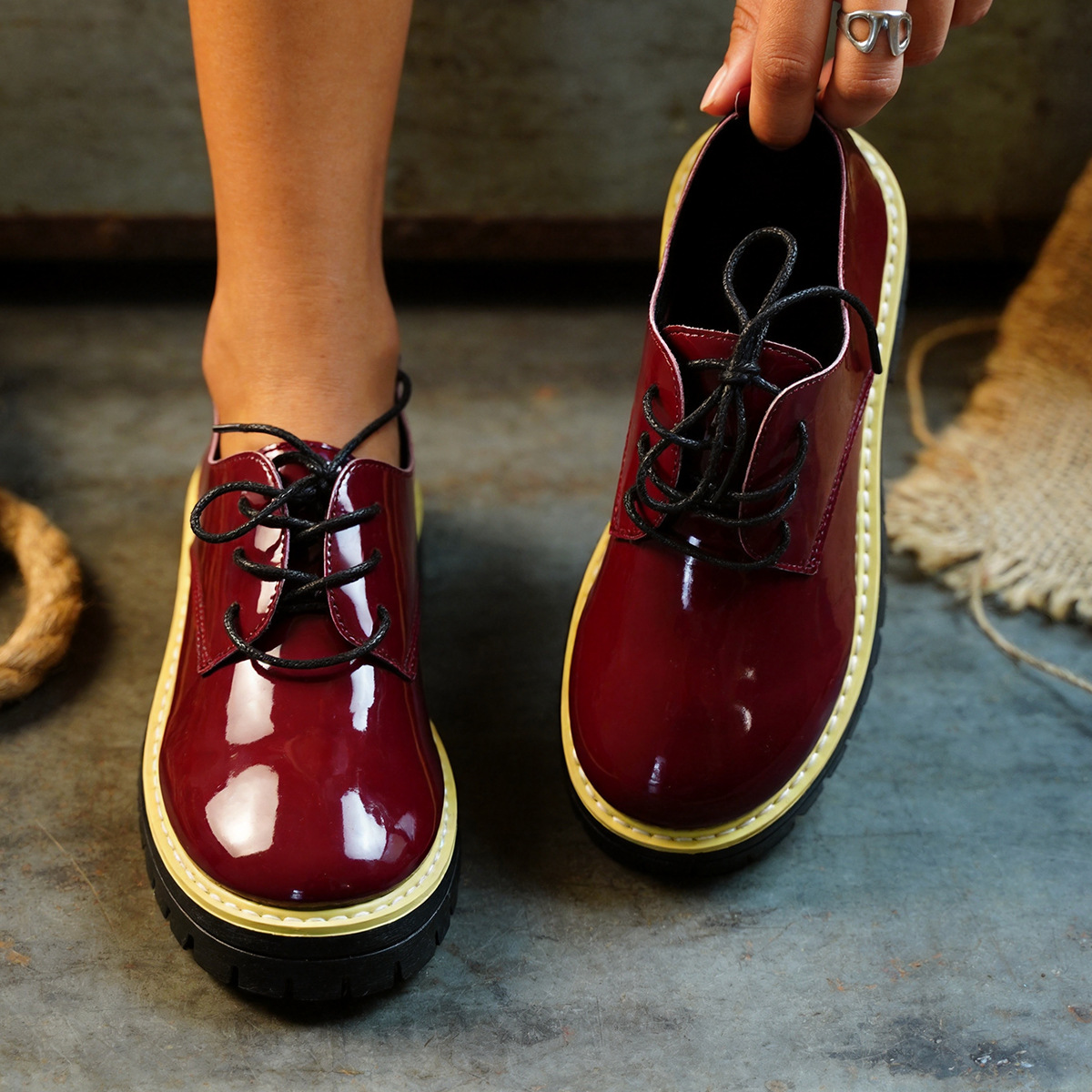 Women's Glossy Platform Loafers · YANYAN China shoe factory
