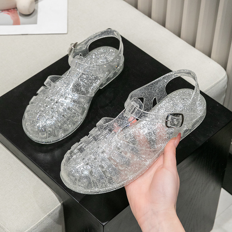 Crystal Roman Hollow Flat Sandals · YANYAN China shoe factory