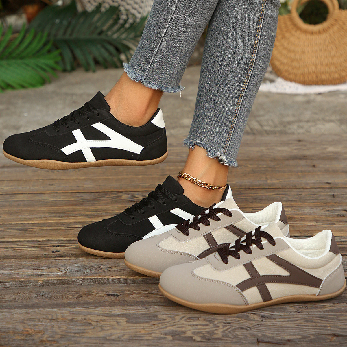 Women's Lace-Up German Trainer Sneakers · YANYAN China shoe factory