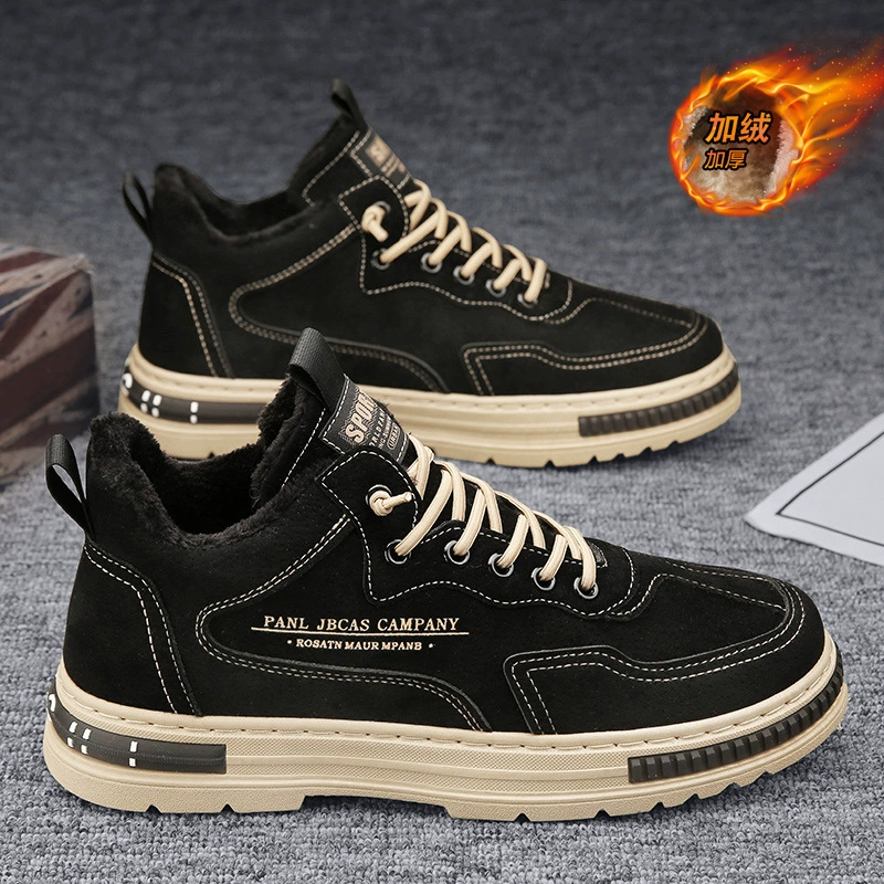 Herren Arbeits-Sicherheitsschuhe Winter Baumwollgefüttert Rutschfest Abriebfest Mid Top Stiefel