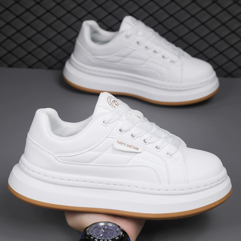 Zapatillas de Cuero para Hombre Otoño 2025 Nuevas Bloque de Color Elevadoras Casuales 5614