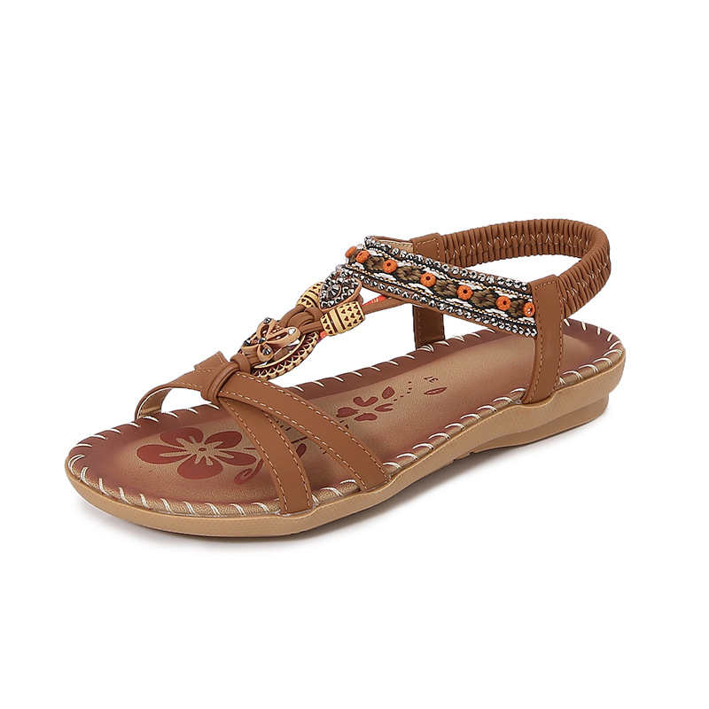 Women's Bohemian Rhinestone Flat Sandals · YANYAN China shoe factory