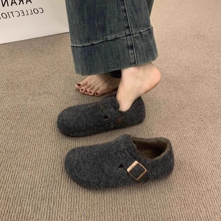 Women's Round Toe Felt Thermal Slip-On Shoes · YANYAN China shoe factory