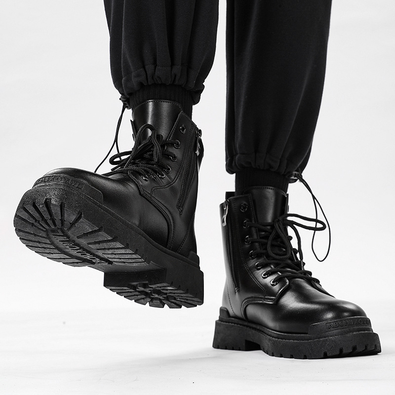 Men's High-Top Zip Martin Boots Black · YANYAN China shoe factory