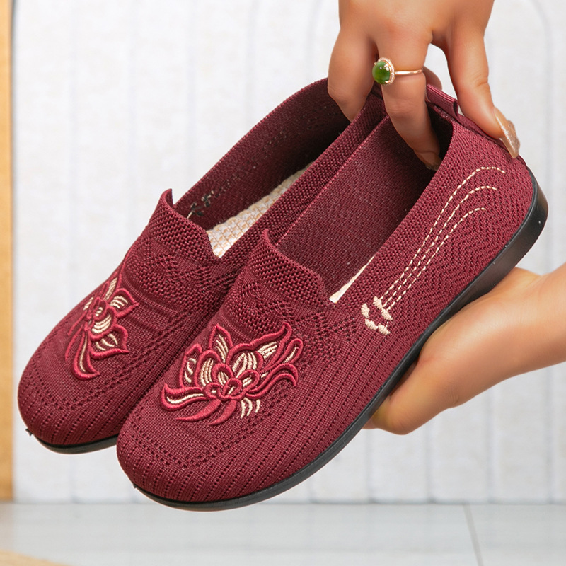 Women's Embroidered Slip-On Loafers · YANYAN China shoe factory