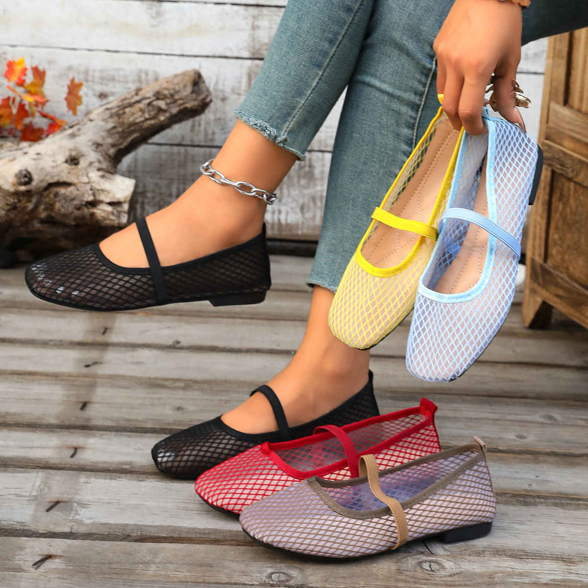 Women's Mesh Strap Mary Jane Shoes · YANYAN China shoe factory