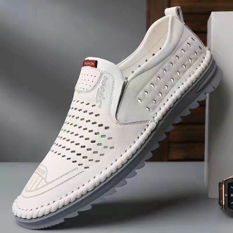 Men's Hollow Out Leather Sandals Breathable · YANYAN China shoe factory