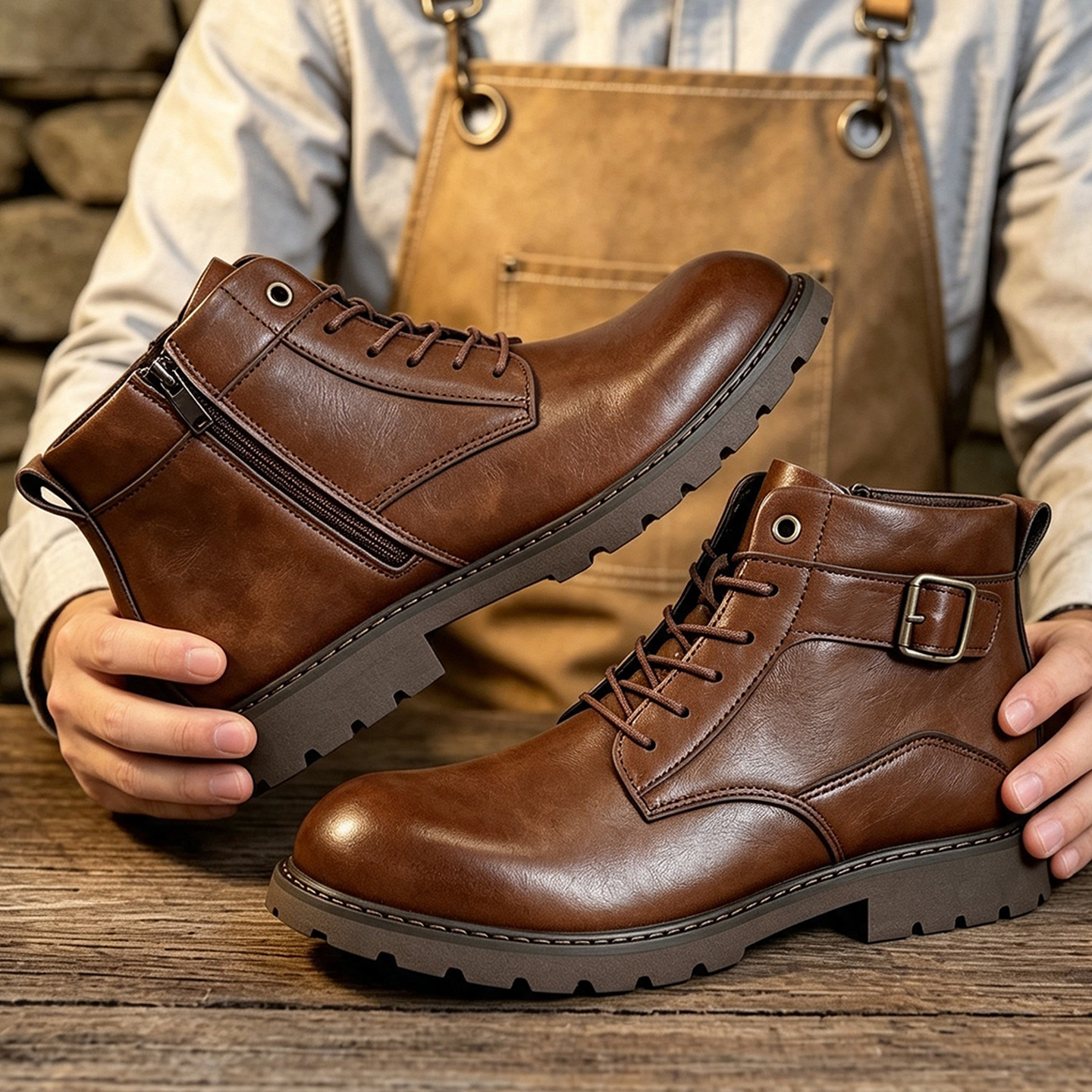 Men's Retro Mid-Top Martin Boots · YANYAN China shoe factory