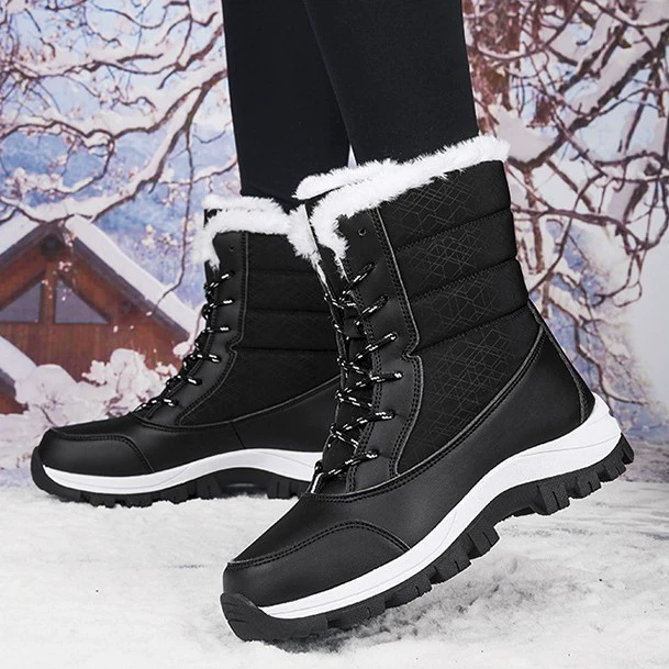 Export Große Größe Damen Schneestiefel, Fleece-gefüttert dicke Sohle wasserdicht rutschfest Winter Baumwollschuhe