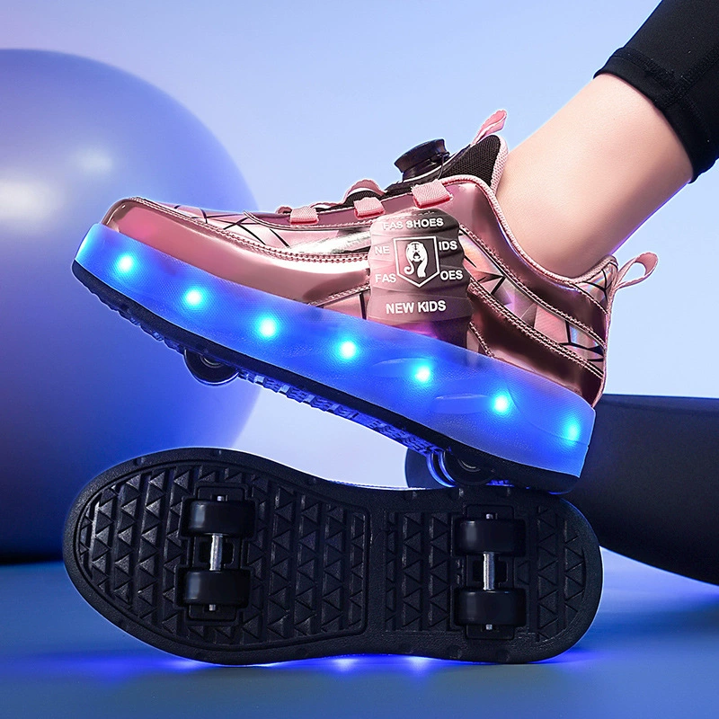 Neue Export Heelys Mädchen Roll-Sportsneaker Vierrad abnehmbar begehbar unsichtbare Leuchtschuhe