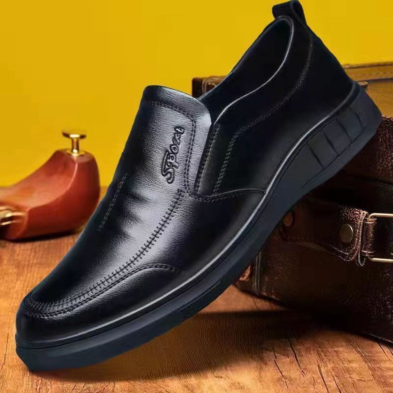 Men's Black Slip-On Leather Work Shoes · YANYAN China shoe factory