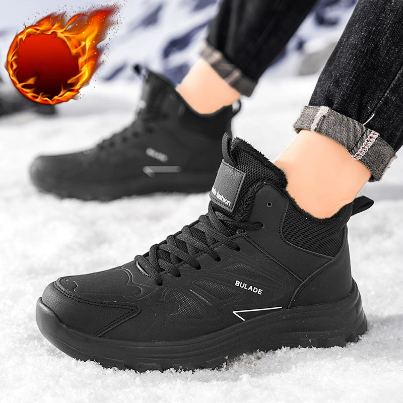 Winter Fleece Lined Warm Cotton Shoes Outdoor Snow Boots Waterproof Slip-Resistant Dad Shoes