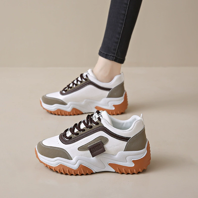 Chaussures Dad style coréen femme automne 2024, sneakers décontractées à semelle épaisse respirantes