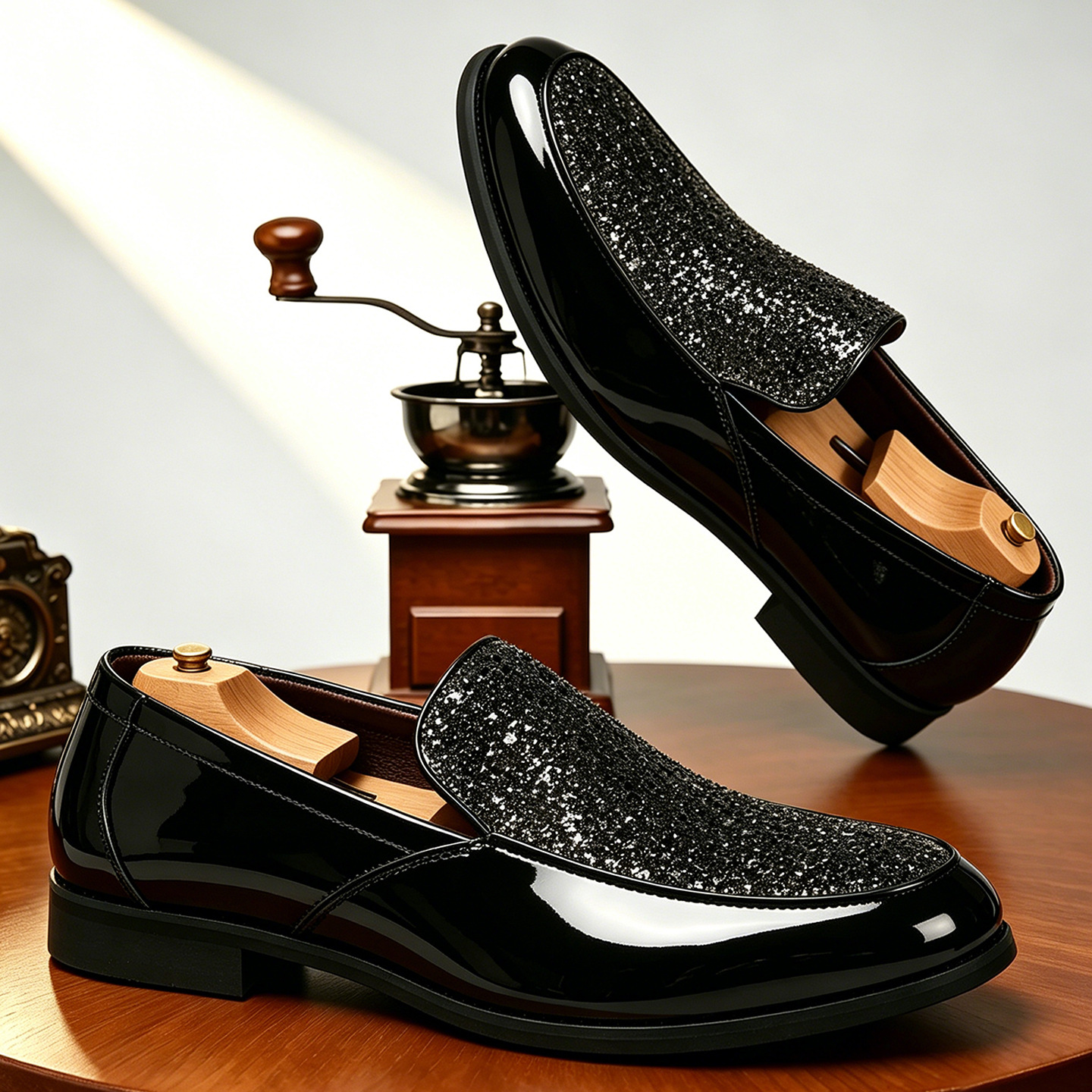 Men's Plus Size Sequin Slip-On Leather Loafers · YANYAN China shoe factory