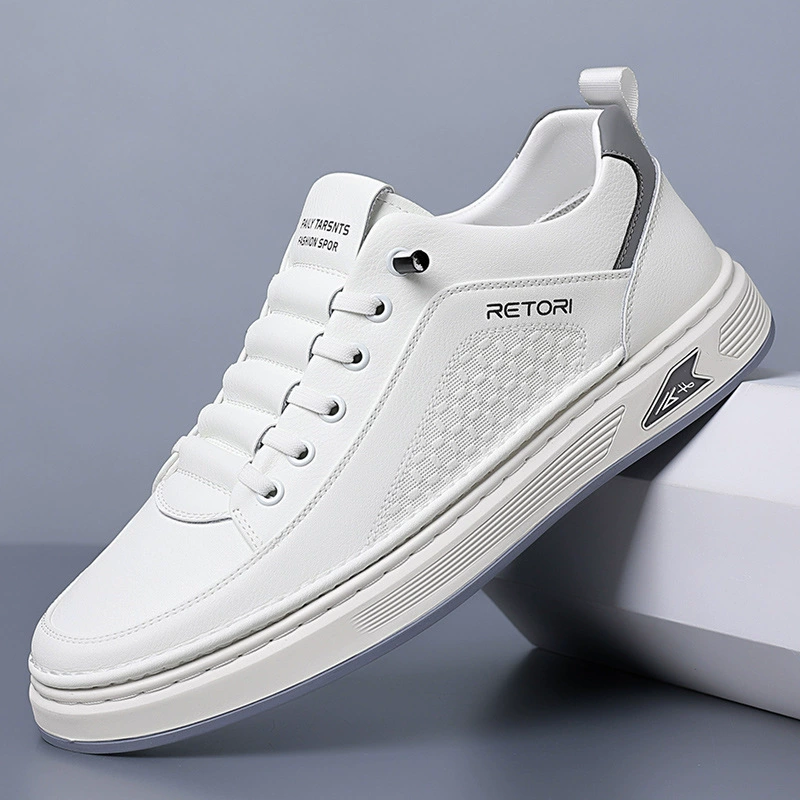 Chaussures en cuir décontractées à enfiler homme respirantes rétro sneakers blanches printemps 2026