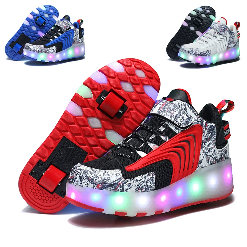 Zapatillas con Ruedas Invisibles para Niños, Patines de Malla Transpirable con Luces LED, Fábrica Directa