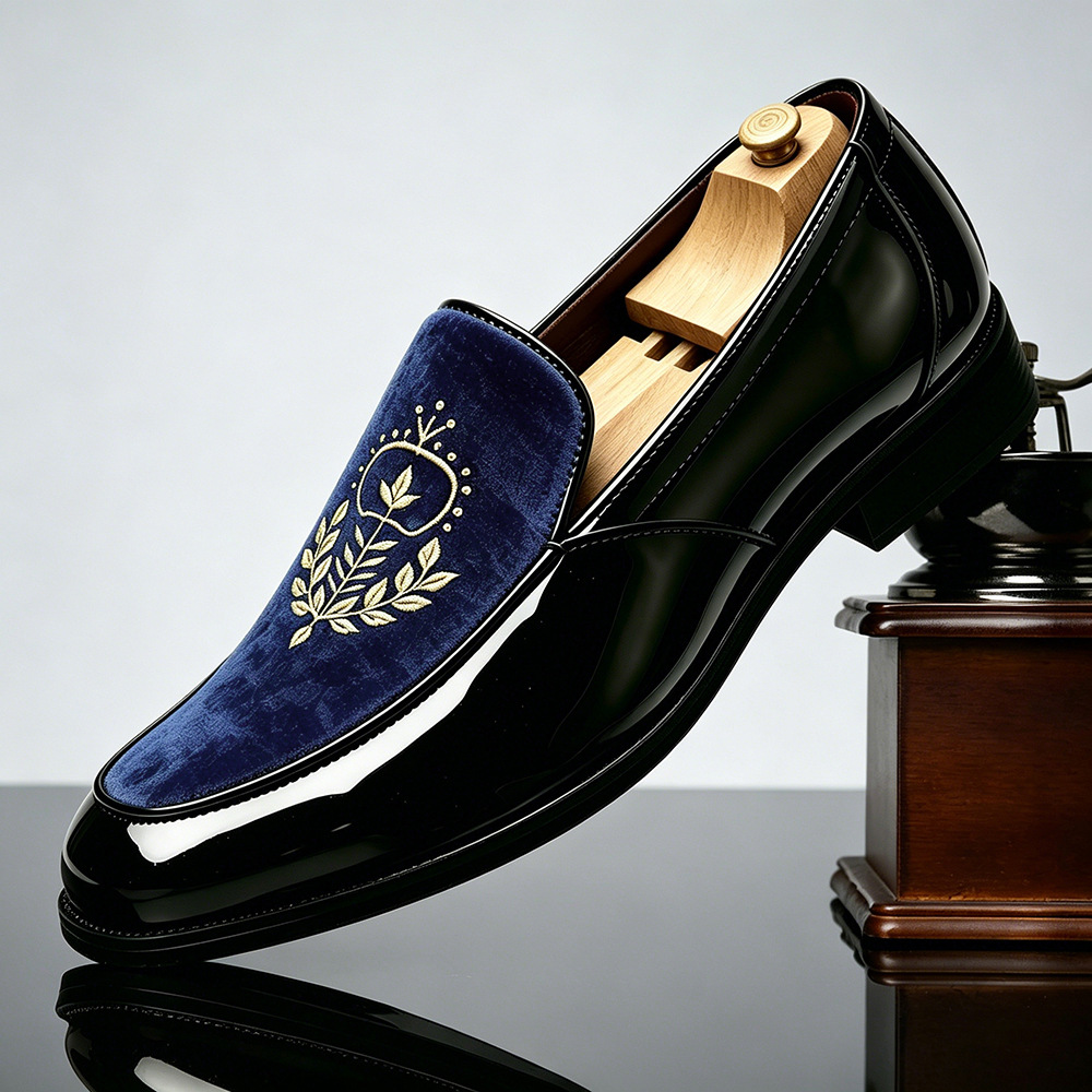 Men's Embroidered Slip-On Leather Loafers · YANYAN China shoe factory