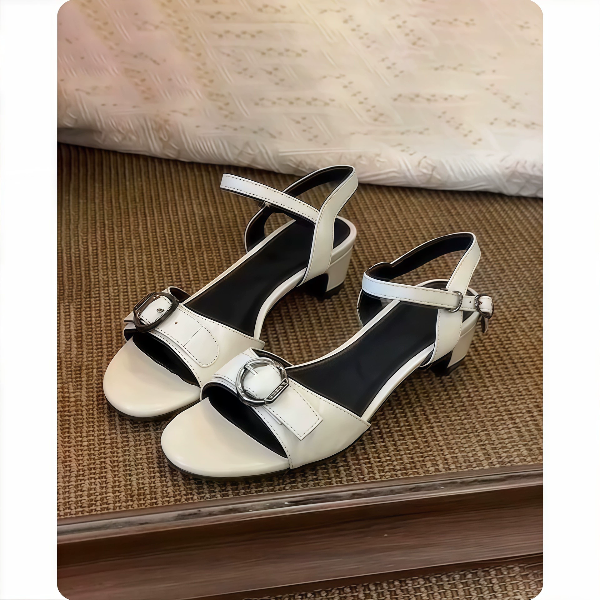 Sandales françaises talons hauts été, chaussures romaines lanières talon épais