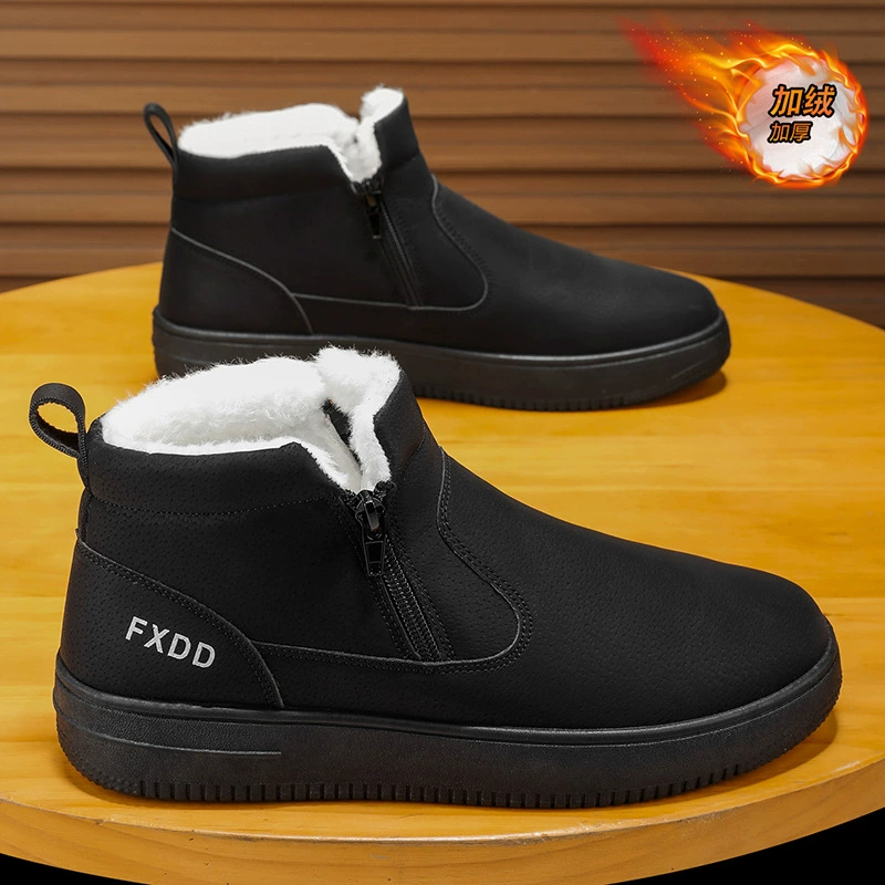 Zapatos de Algodón Caña Alta Forrados en Vellón para Hombre Invierno Cálidos Exterior Impermeables Botas de Nieve Juveniles 2025