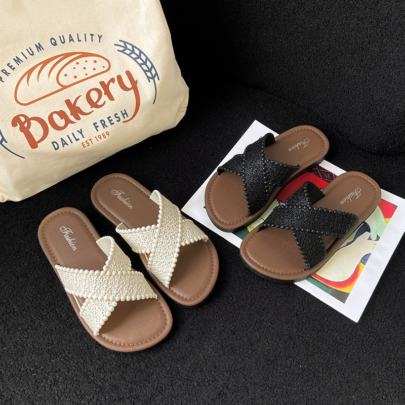 Women's Cross Strap Flat Slides Bohemian Summer · YANYAN China shoe factory