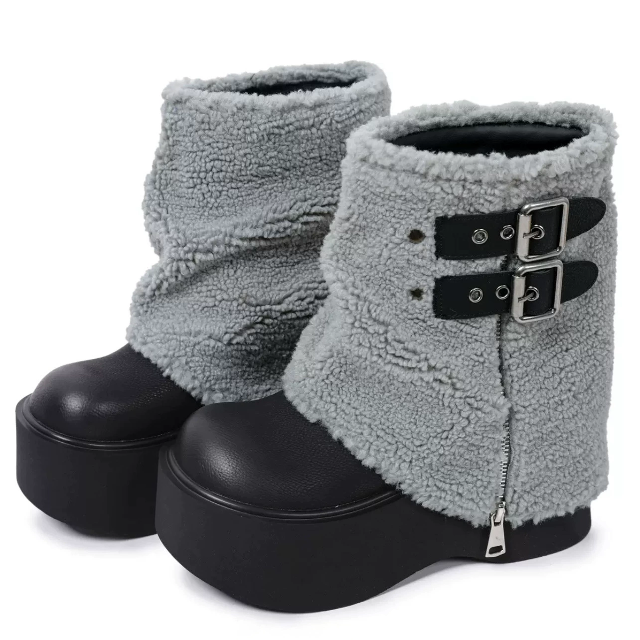 Bottes neige polaire semelle épaisse hiver pour femme, bottines courtes fourrure Big Toe