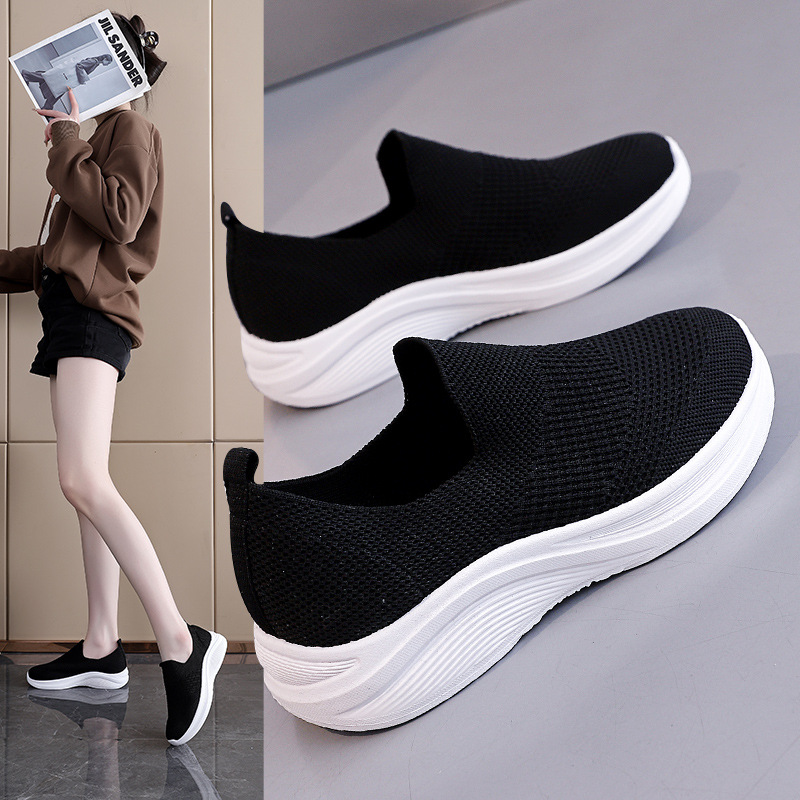 Women's Flyknit Breathable Slip-On Sneakers · YANYAN China shoe factory