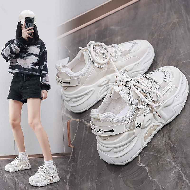 2024 otoño estilo coreano zapatillas dad mujer, running casual suela gruesa que aumentan altura FB6601