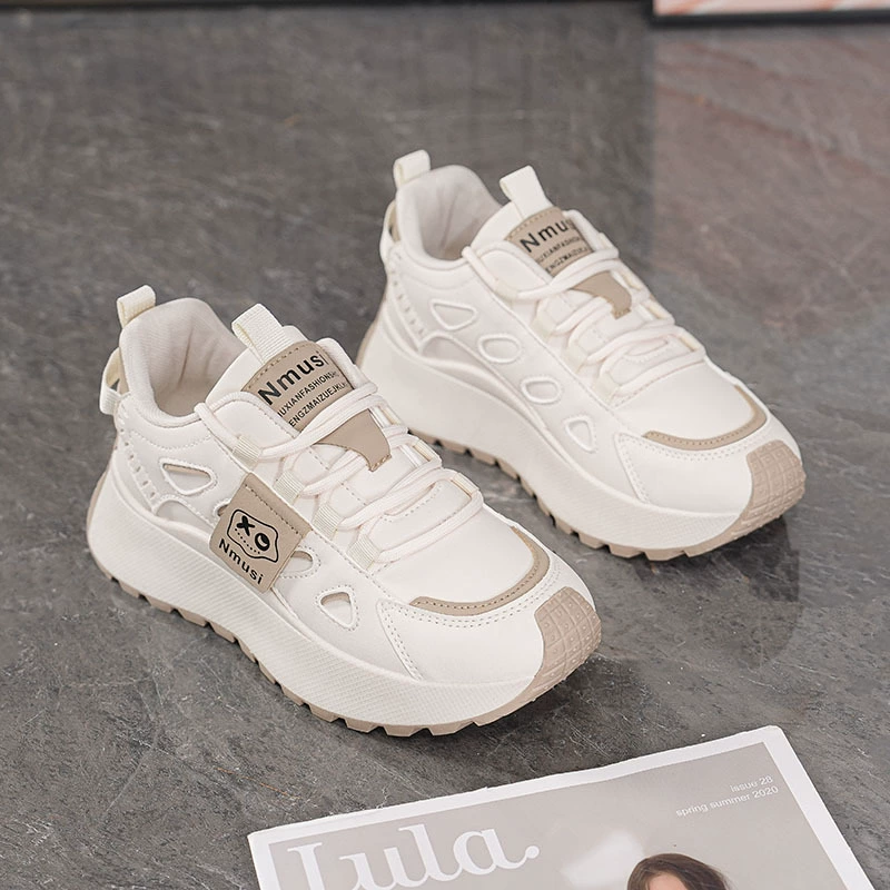 Chaussures respirantes pour femme automne 2025, semelle épaisse coréenne, sneakers compensées décontractées type Dad