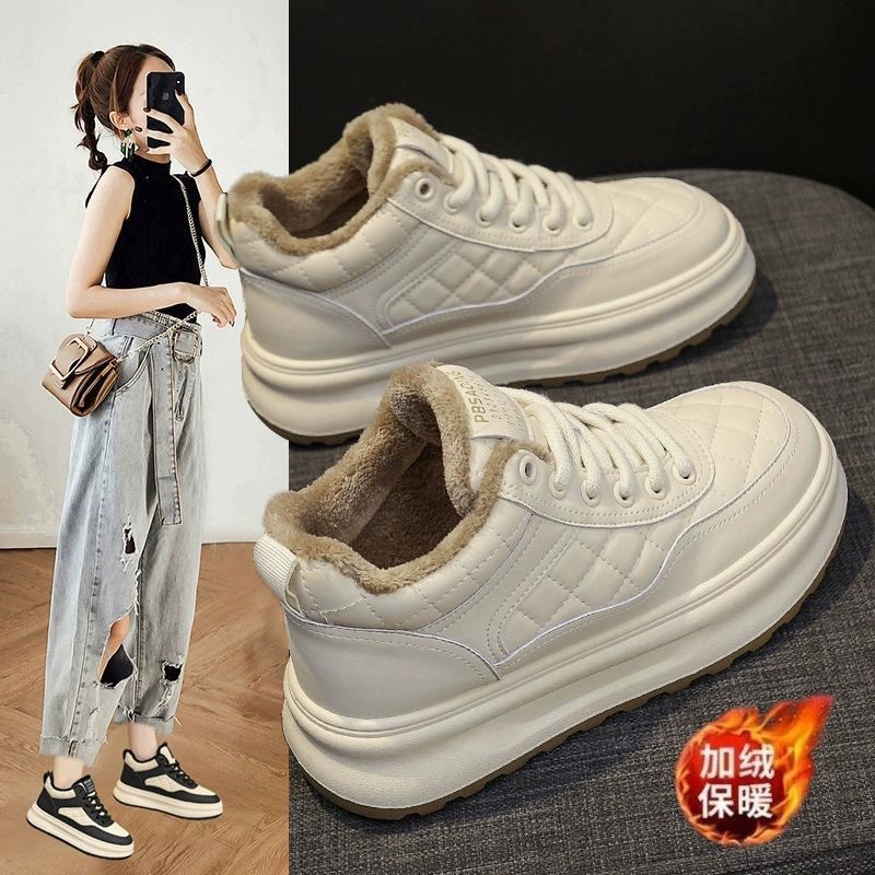 Women's Winter Fleece Lined High Top Sneakers Thick Sole Soft Sole Casual Shoes