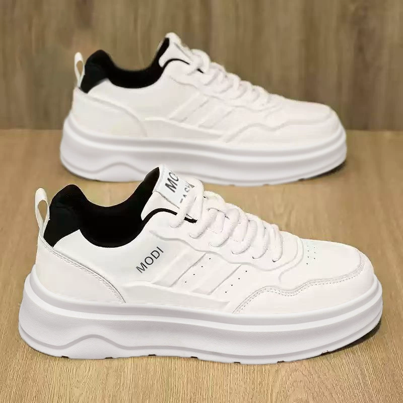 Herren 2026 Sommer weiße lässige Leder-Sneaker erhöhend einfache Mode-Schuhe · MOHE China shoe factory