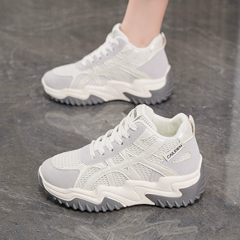 Women's Chunky Sneakers 2025 Fall Breathable Mesh Thick Sole Korean Casual Shoes