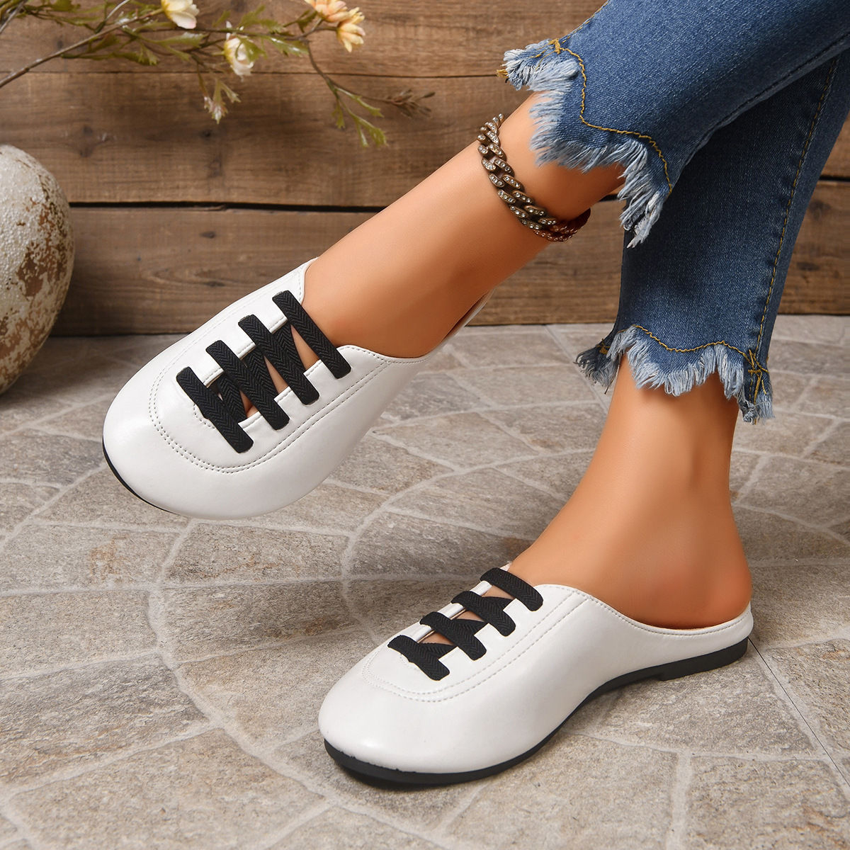Lace-Up Mule Sandals · YANYAN China shoe factory