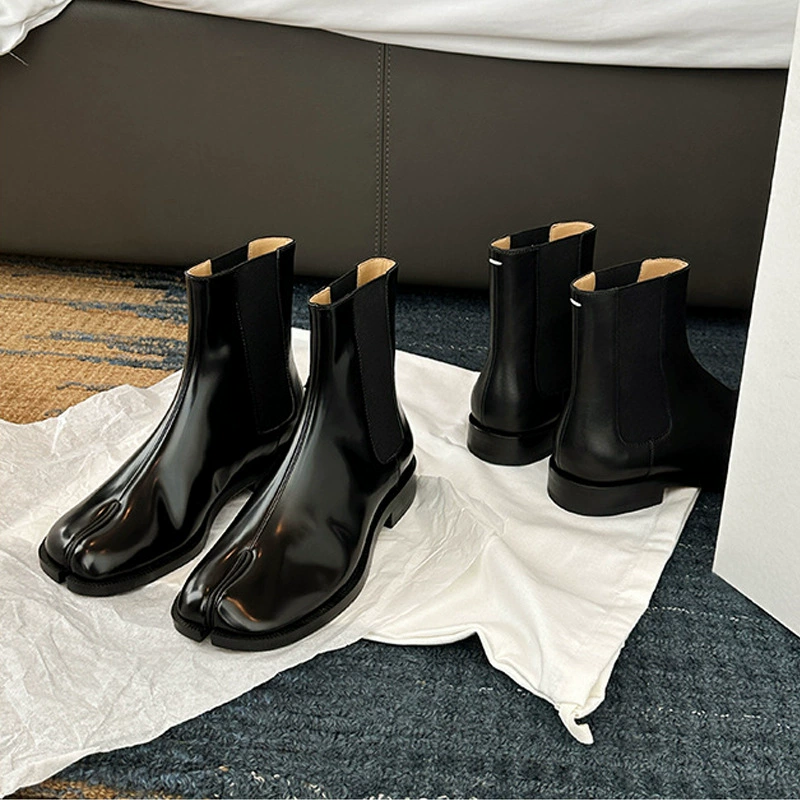 Nouvelles bottines Chelsea fendues automne-hiver, style britannique, cuir verni, bottines courtes pour femmes