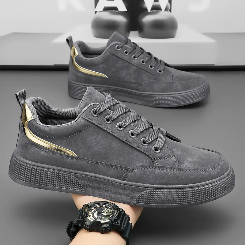 Zapatos de tabla transpirables para hombre, primavera 2026, coreanos, casuales de cuero, suela gruesa