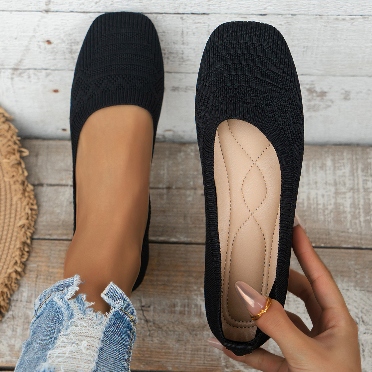 Women's Breathable Knit High Heels · YANYAN China shoe factory