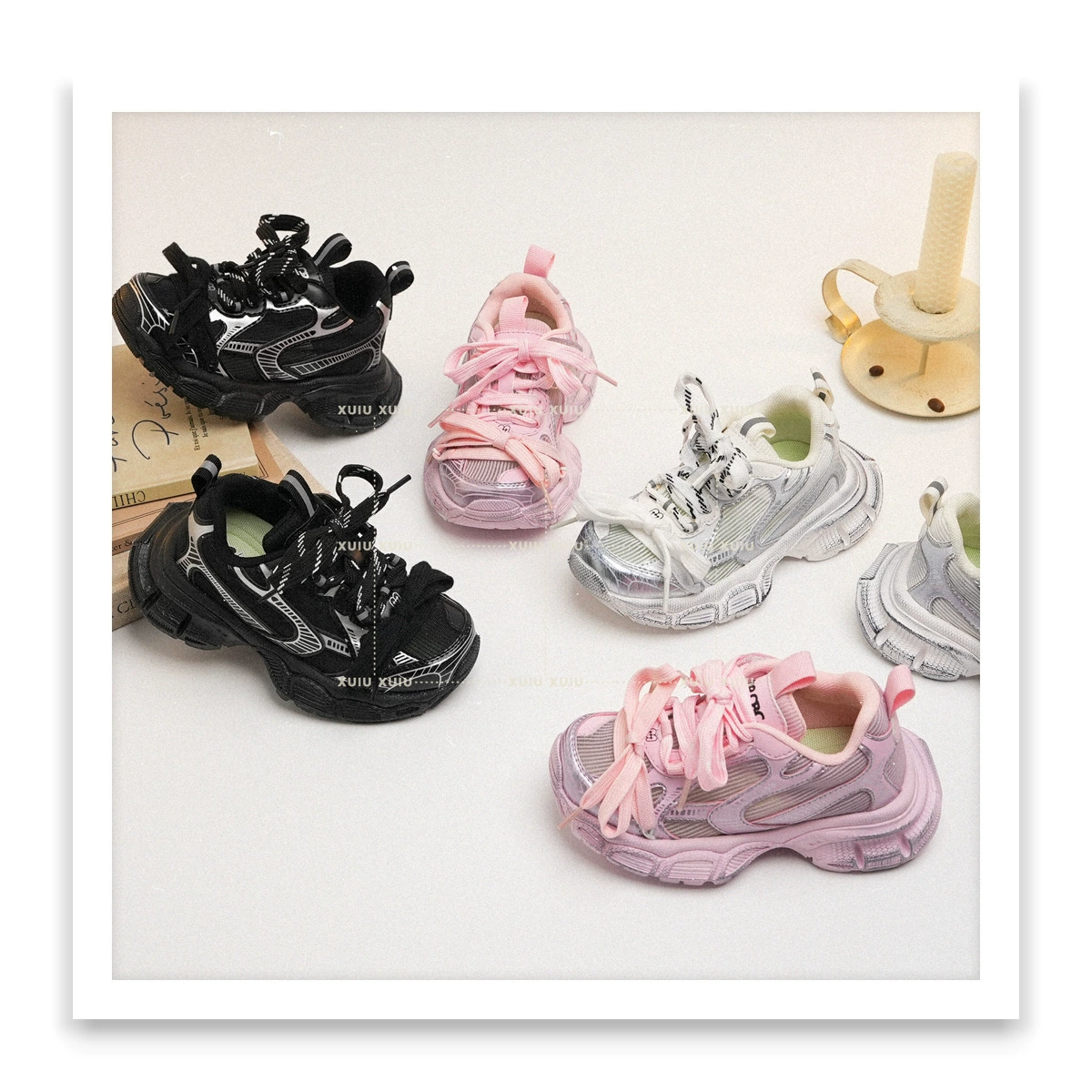 XSHX Paris XL Dirty Zapatillas Gruesas para Niños, Malla Transpirable para Primavera Verano