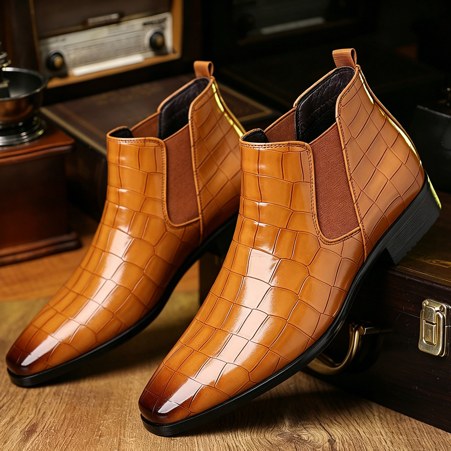 Men's Pointed Toe Chelsea Leather Boots · YANYAN China shoe factory