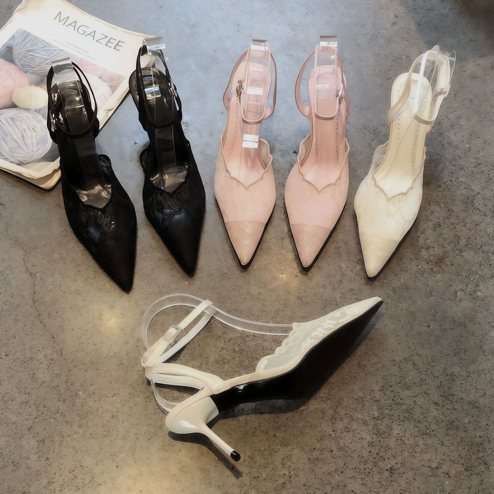 Chuyuji Talons Hauts Pointus Chic Dentelle Creuse, 2026, Boucle Cheville Stiletto · MOHE China shoe factory
