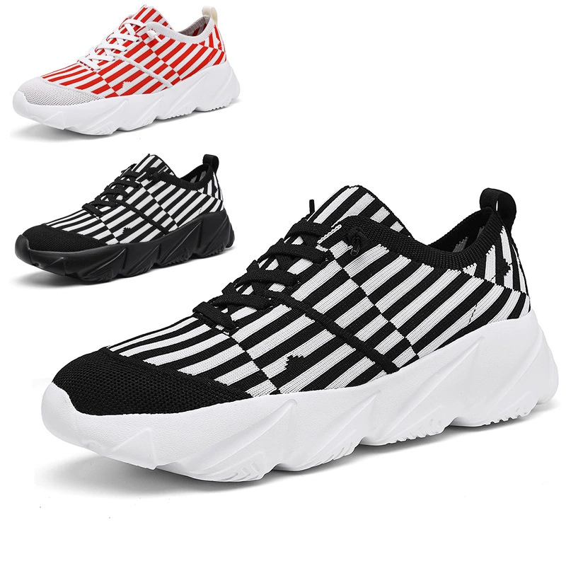 Nouvelles chaussures décontractées enfiler cross-border, unisexe, semelle épaisse, tricot, chaussures papa homme