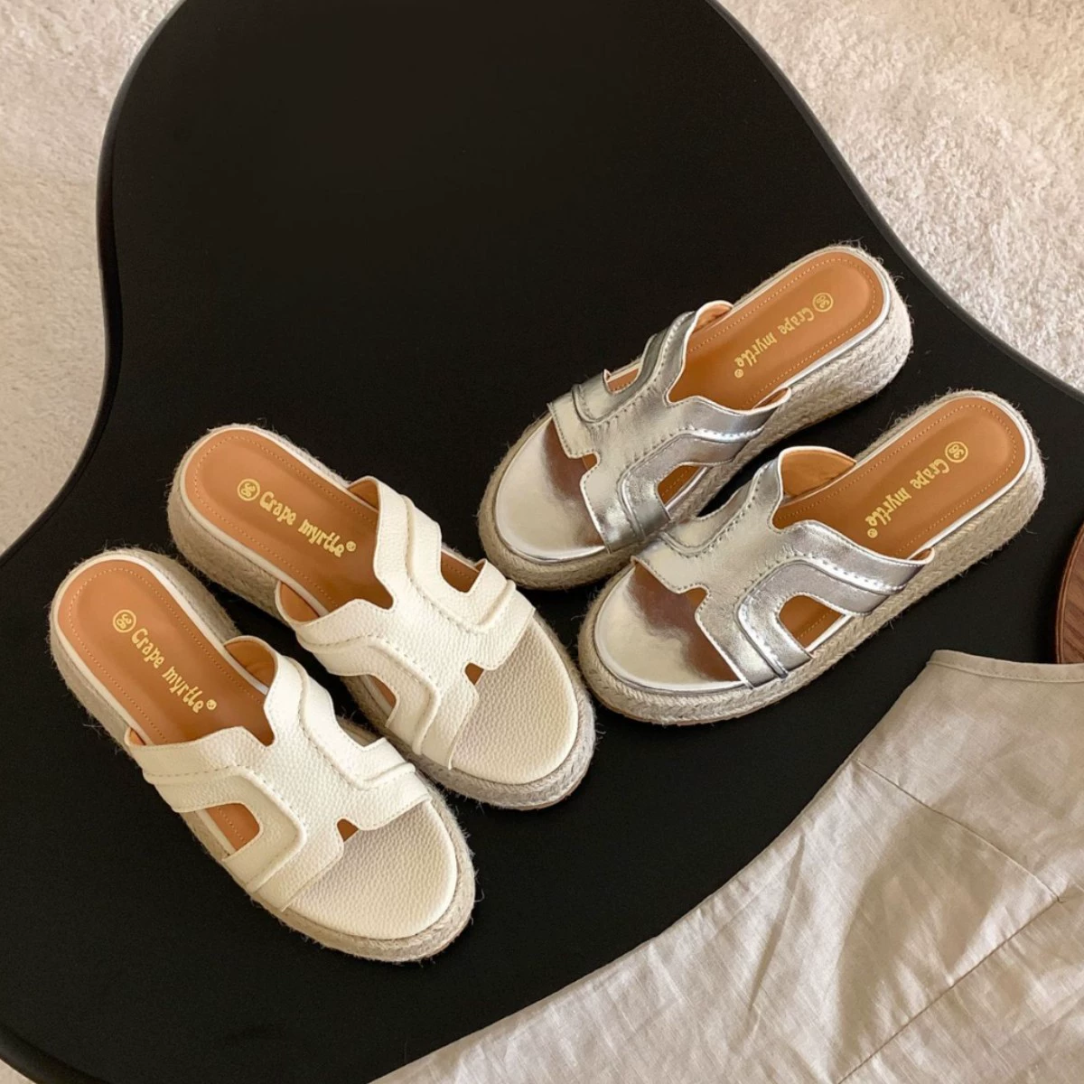 Sandales à talon compensé tressé, plateforme 6 cm, style rétro, été, femme