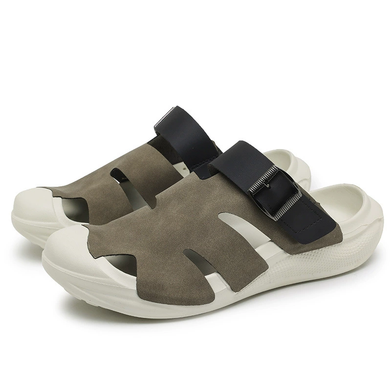 Men's Clog Sandals Summer Breathable Slip-on Loafers Office Casual Driving Shoes Cross-border