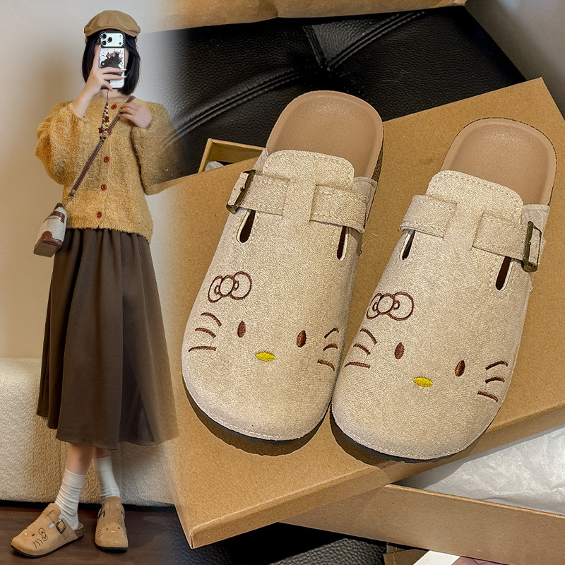 Cartoon Cat Cork Slide Sandals Women · YANYAN China shoe factory