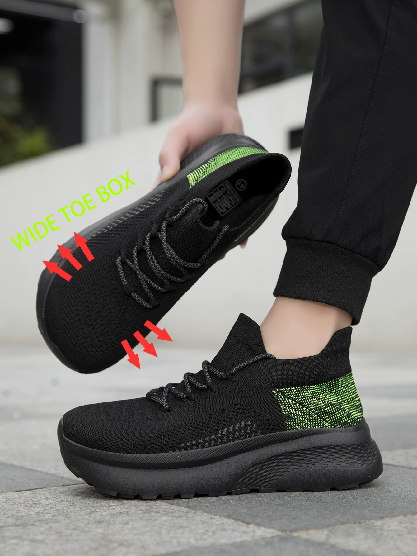 Unisex Flyknit Wide Toe Box Running Shoes Spring Autumn Breathable Casual
