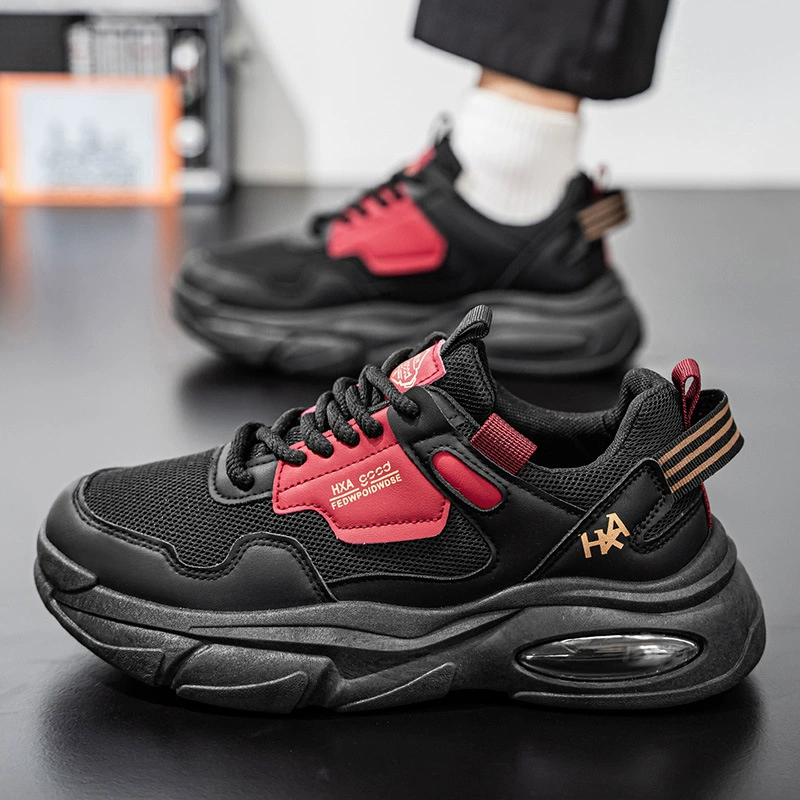 Tênis Masculino Primavera 2026 Novo Sola Grossa Aumento de Altura Casual Corrida Esportivo Mesh Respirável Antiderrapante Dad Shoes