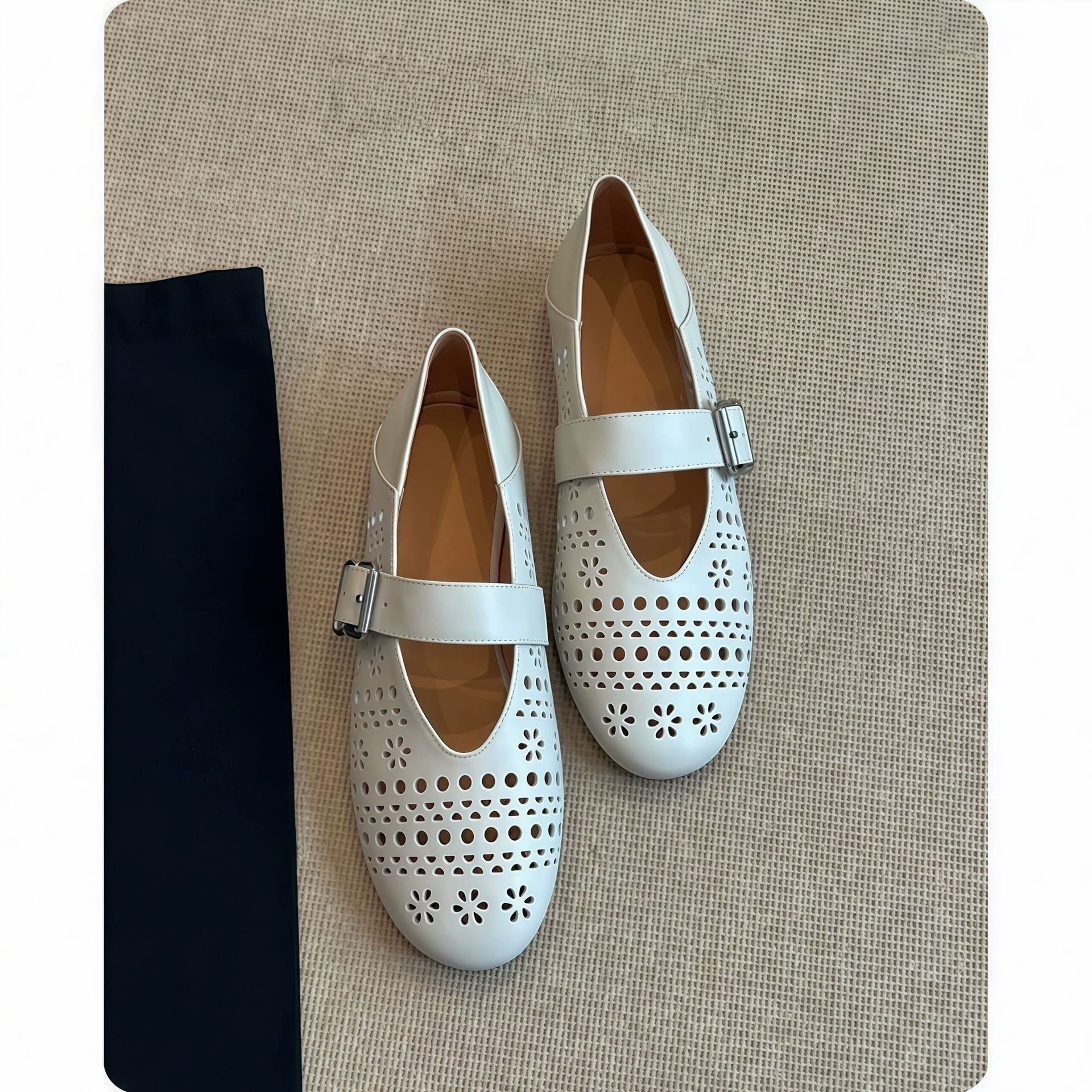 Ballerines plates françaises Chuyuji pour femmes, respirantes, style Mary Jane, été