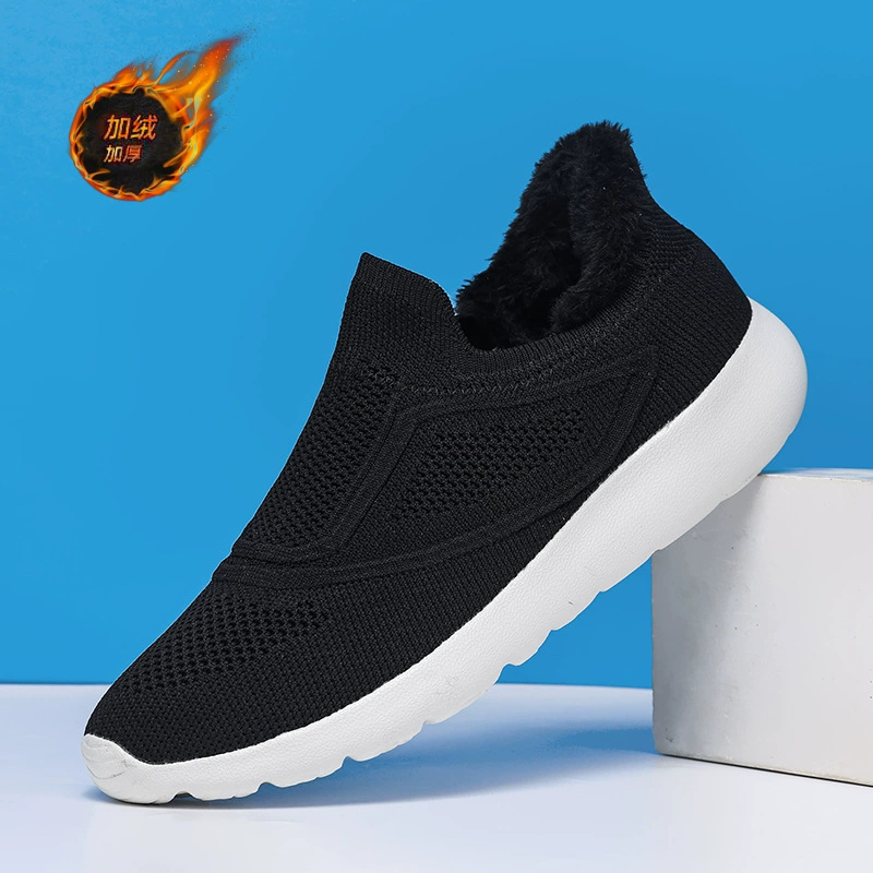 New Unisex Slip-On Casual Sneakers Lightweight Soft Sole Warm Fleece Knitted Sock Shoes