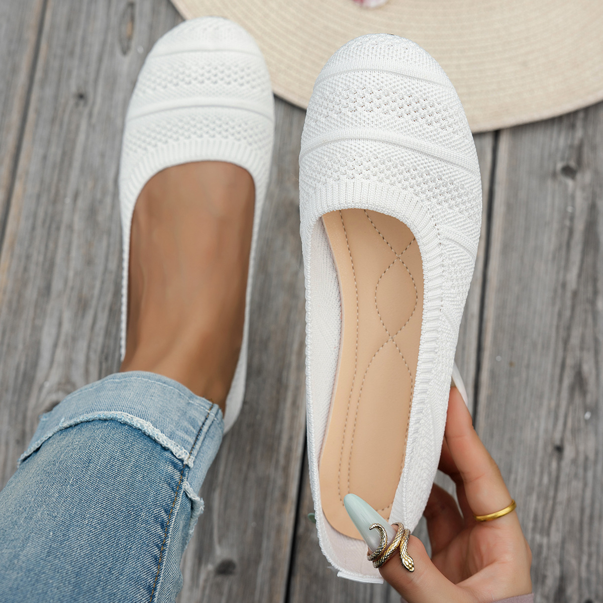 Women's Flyknit Slip-On Ballet Flats · YANYAN China shoe factory