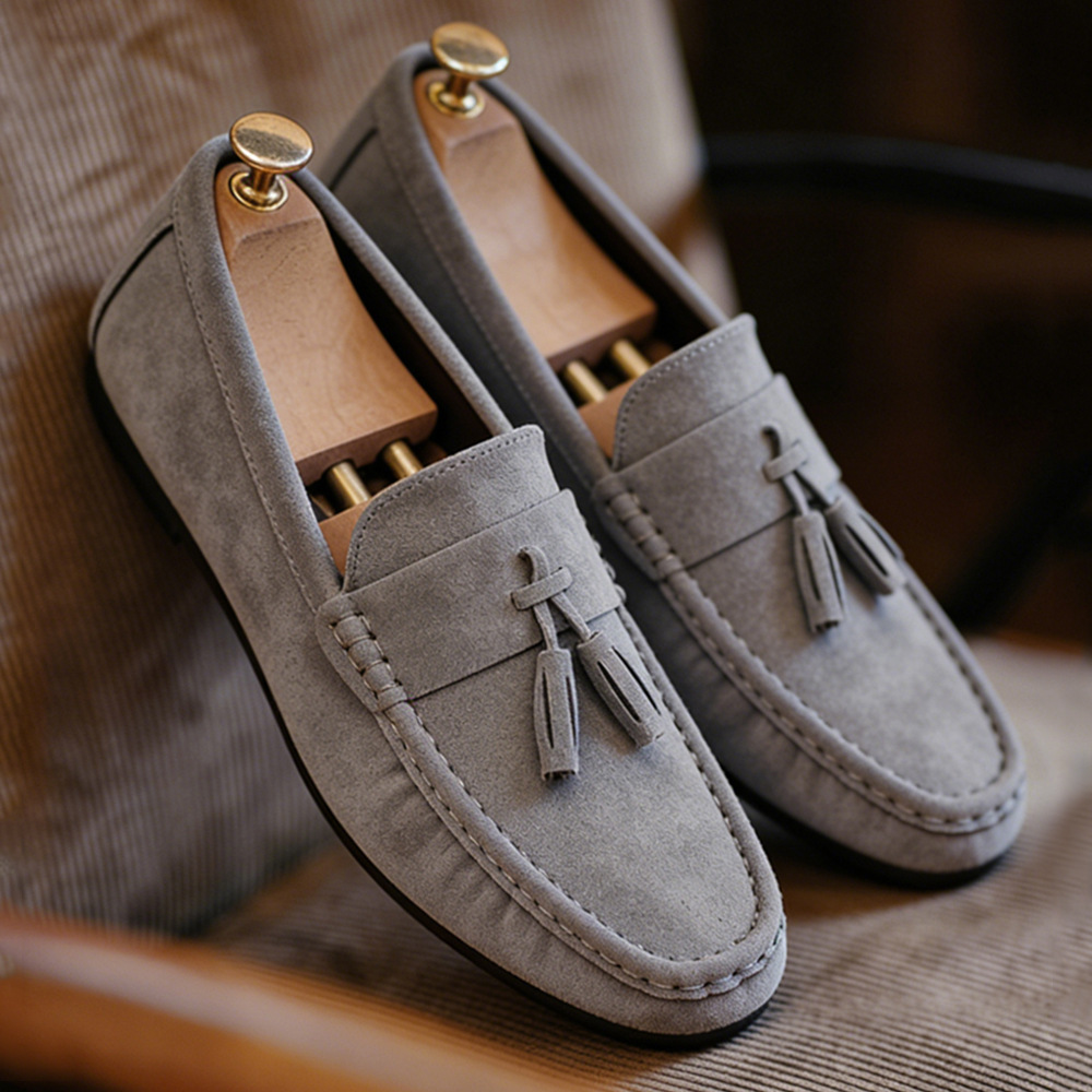 Men's Retro British Slip-On Leather Loafers · YANYAN China shoe factory