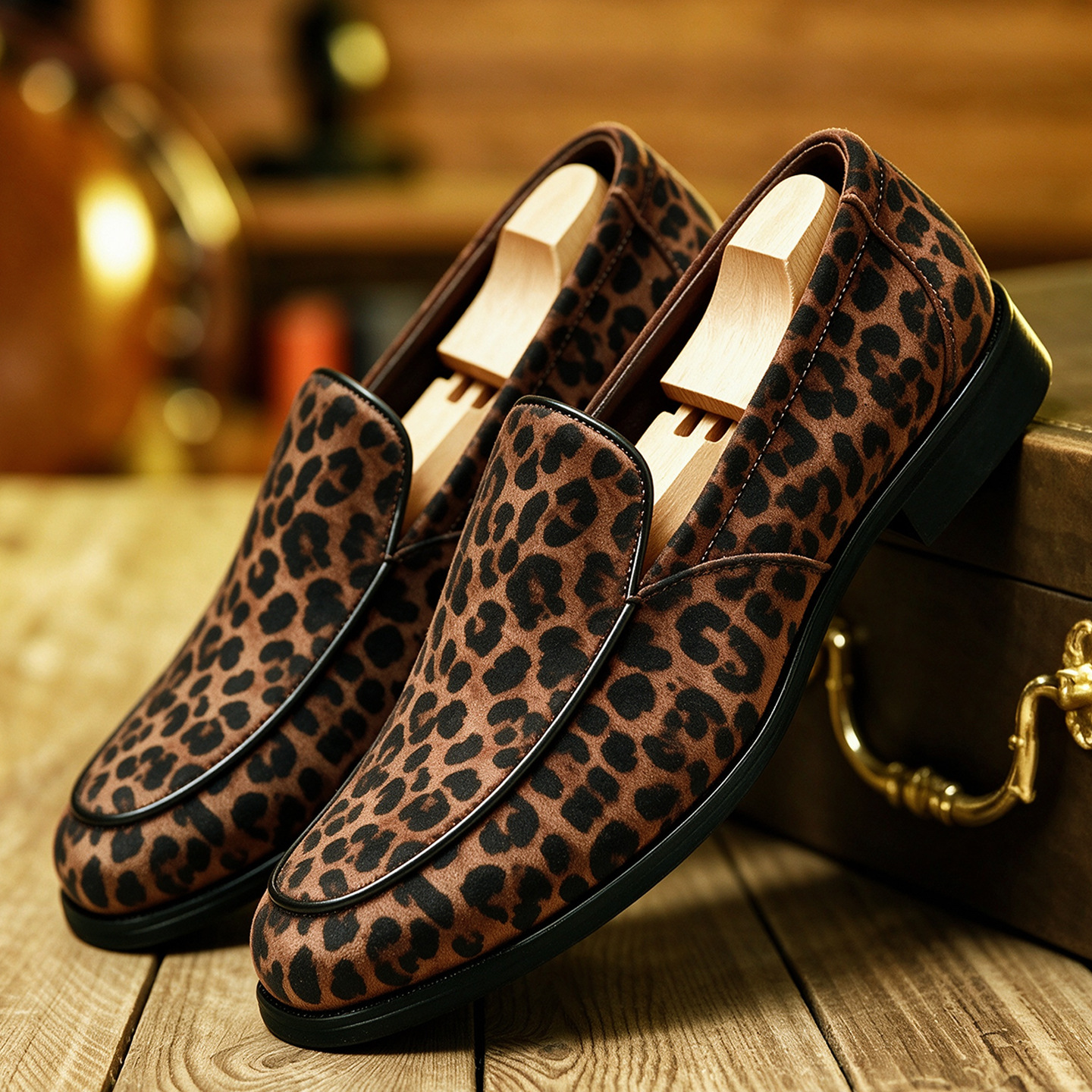 Men's Leopard Print Leather Loafers · YANYAN China shoe factory