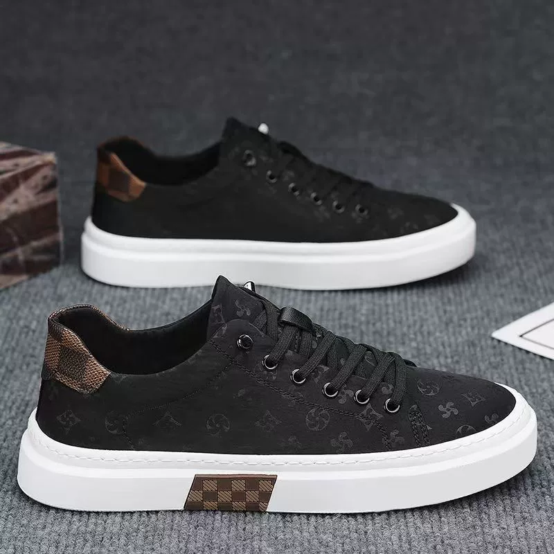 Tênis Masculino de Lona Respirável Slip-On Casual Preto para Trabalho